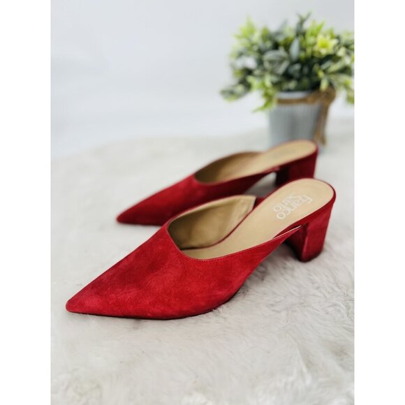 Franco Sarto Shoes - Franco Sarto Red Tamera Heeled Mules Womens 11